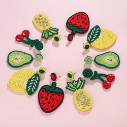WELBACK Fruit Earrings Red Strawberry Watermelon Cherry Pineapple Mango avocado Bead Earring