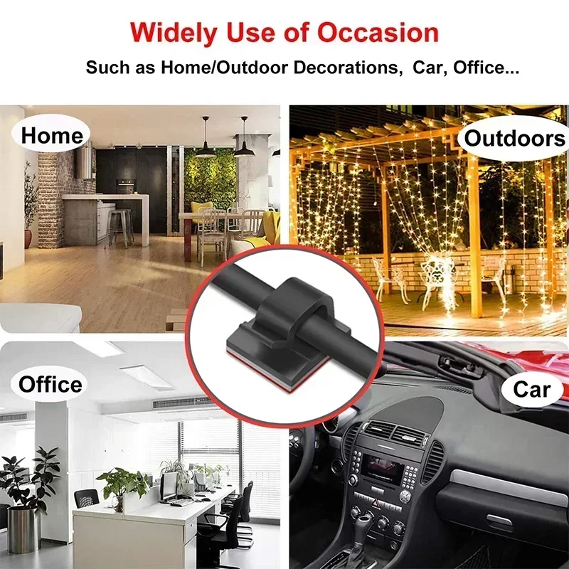 Clamp Wire Organizer Self-adhesive Fixed Unmarked Wire Clip Punch-free Desktop Car Office Wall Clip Holder Accessories