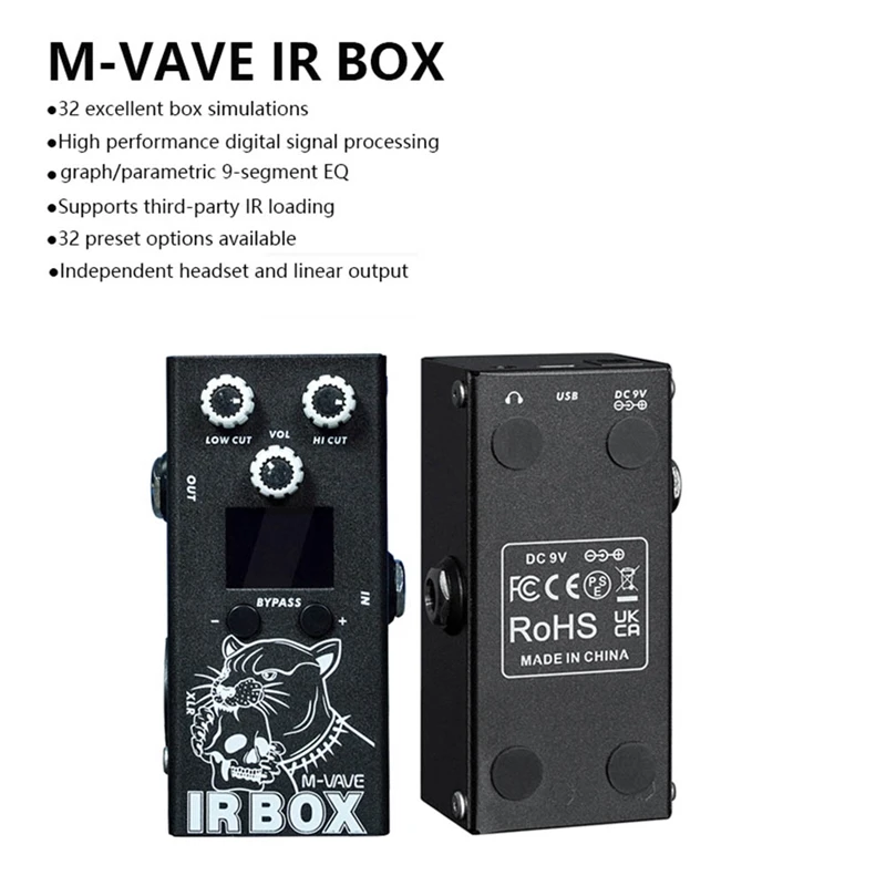 

M-Vave IR-BOX эффекты баса для гитары 32 предустановленных опций доступны настройки приложения для телефона 9-сегментный EQ-эффектор