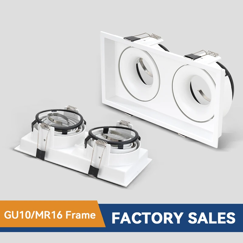 

Led spot light housing cover square embedded angle adjustable GU10 anti-glaring downlight frame