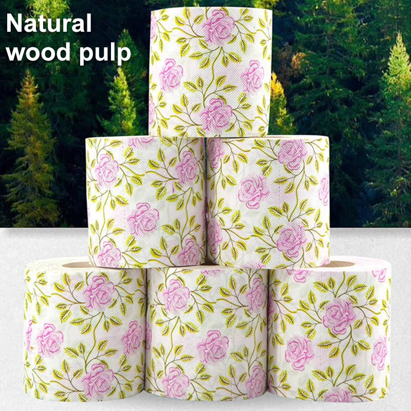 1-5pcs Rose Printed Toilet Paper Colorful Toilet Paper Roll Creative Party Napkin Printed Toilet Paper Flower Toilet Napkins