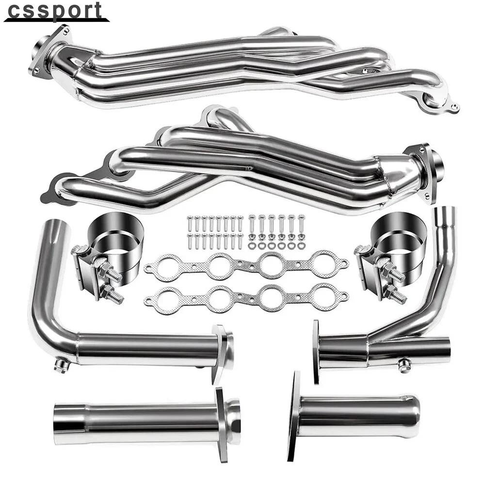 Para 07-14 Chevy GMC 4.8L 5.3L 6.0L cabezales de acero inoxidable de tubo largo con tubo Y