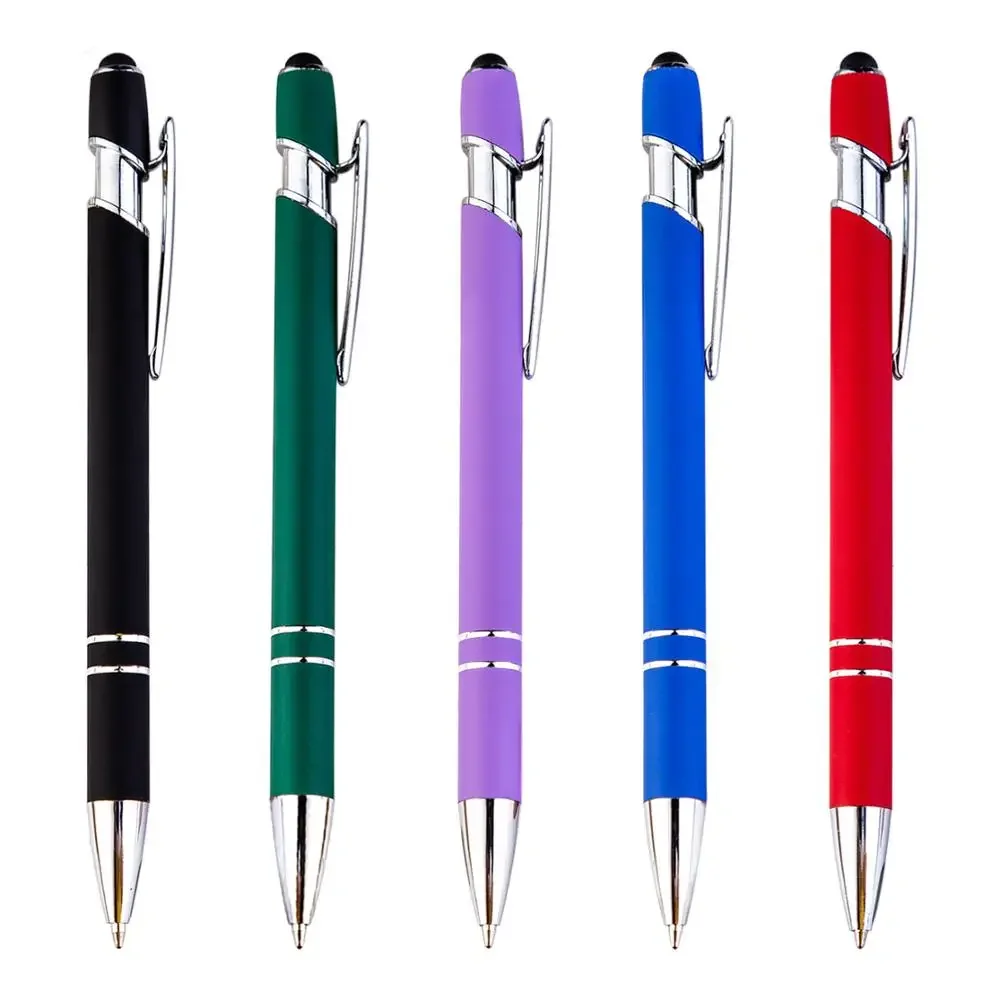 

1000pcs/lot DHL free shipping Promotional Gift Custom Logo Soft Touch Ballpoint Pen with Stylus Premium Metal Pen