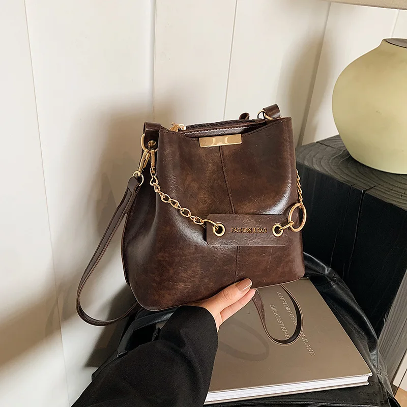 

Chic 2025 Small Bucket Bag for Women, Elegant Top Handle Sling, Fashionable Bag with Inner Pocket for Daily Use & Commuting​