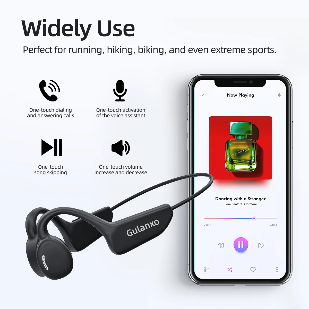 Gulanxo fones de ouvido sem fio bluetooth fones de ouvido de condução óssea com microfone à prova dwaterproof água resistente esportes 