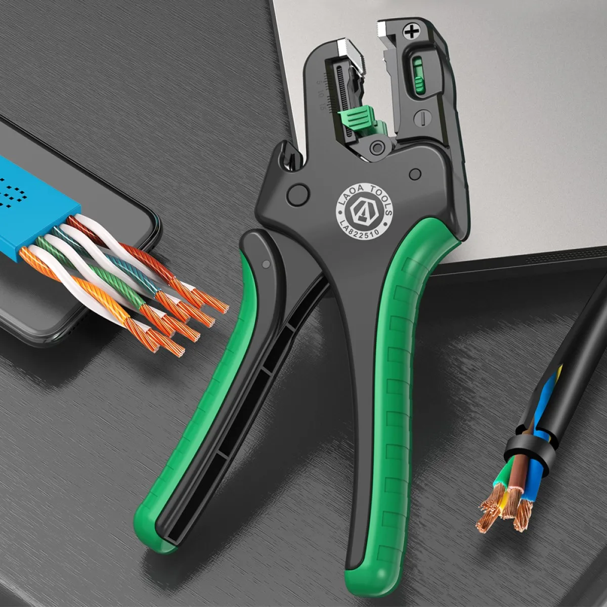 

LAOA Fast Wire Stripping Pliers, Adjustable 2-20mm, AWG30-8 (0.05-10.0mm²), SKS Blades, Sharp Cutting, Clamping & Stripping Tool