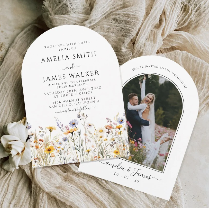 

Custom Elegant Arch Wedding Invitation RSVP Reception Personalized Table Dinner Menu Business Card Thank You Small Business