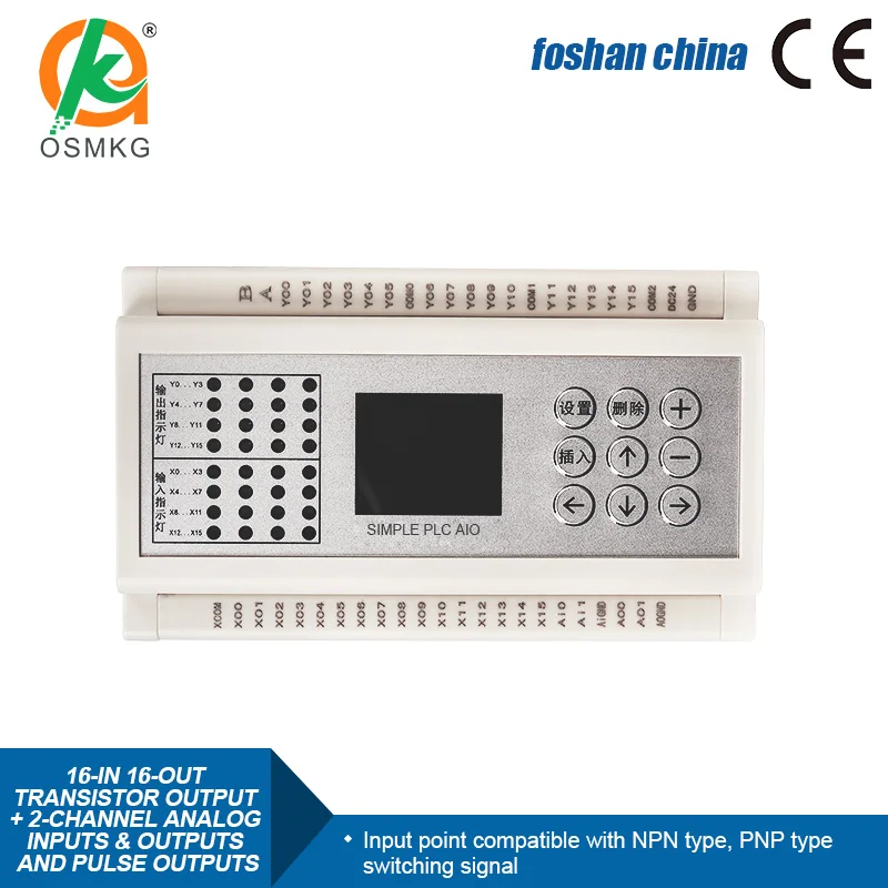 16-in 16-out Transistor Output PLC Programmable PLC 2 Channel Analog Input Outputs 2 Channel Pulse Outputs DC24V PLC for Motor