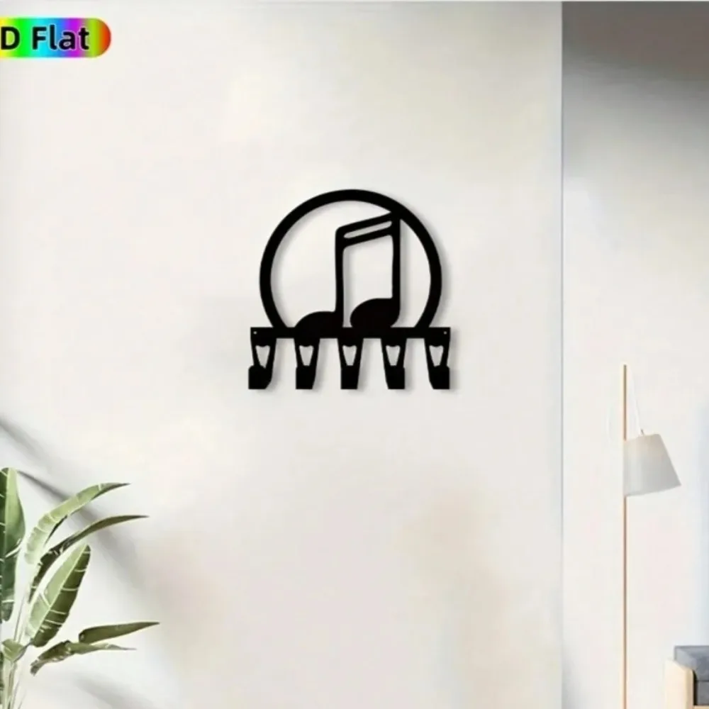 Trumpet Music Note Key Holder Wall Mount - Metal Key Rack 5 Hooks Entryway Living Room Unique Home Decor
