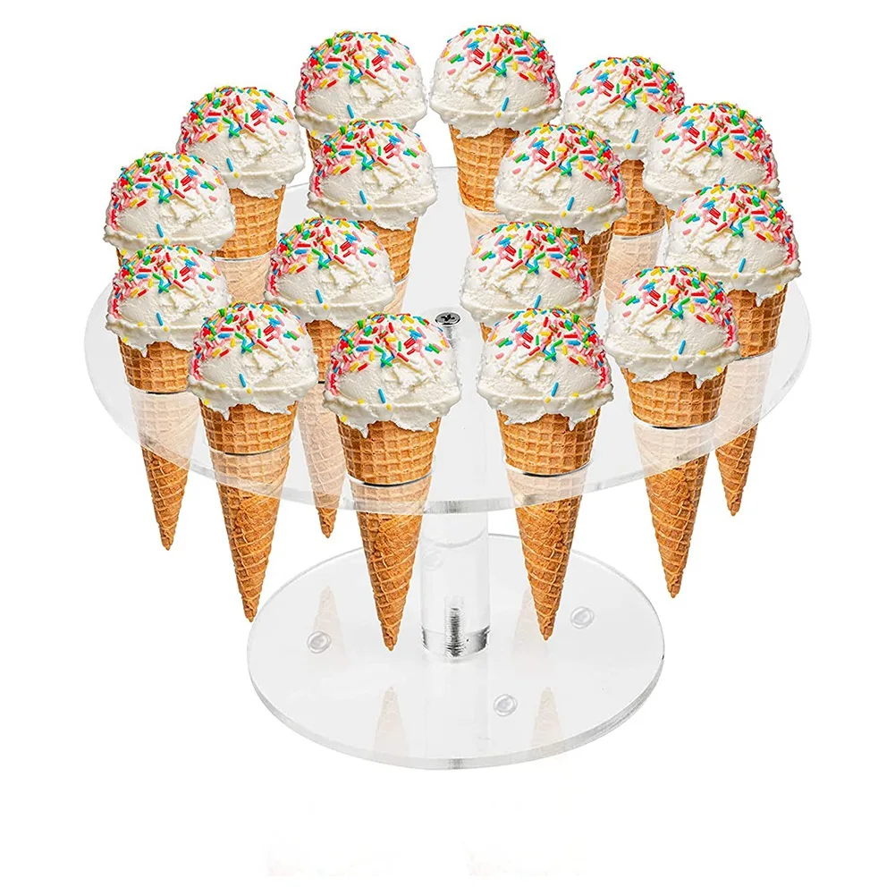 Ice Cream Cone Holder, Clear Cupcake Stand,Waffle Cone Candy Display Stand,Hand Roll Sushi Popcorn Stand Rack