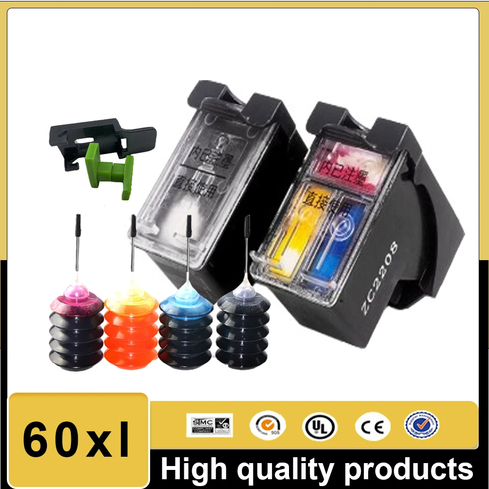 Cartucho de tinta Vilaxh 60XL 60 compatible con hp photosmart C4780 C4783 C4795 C4799 D110a F2400 Deskjet D1660 D1663 D2530 D2545