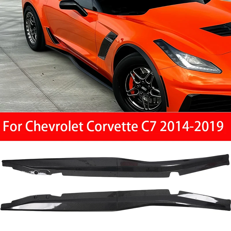 Carbon Fiber Side Skirt for Chevrolet Corvette C7 2014-2019 Side Bumper Door Lower Lip Spoiler Diffuser Splitter Body Kit