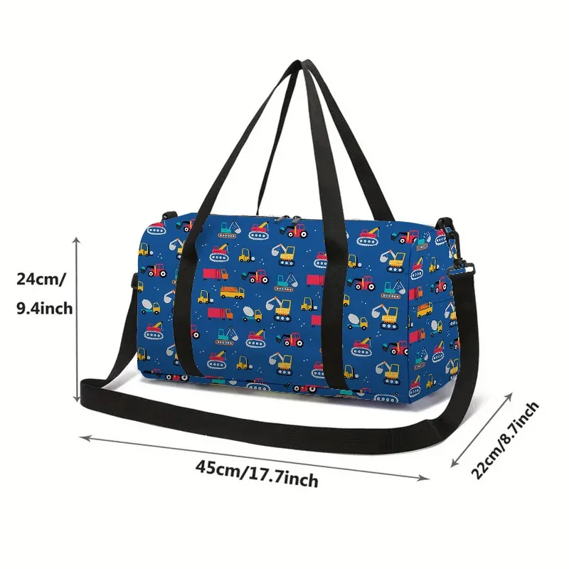 Excavator Truck Large Capacity Luggage Bag  For Boy And Girls Best Gifts 2D Flat Cartoon Travel Duffels Hand Bag For Children