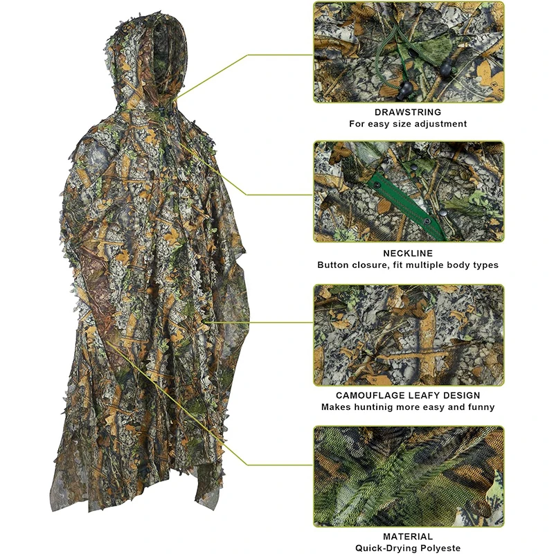 Outdoor Hunting Maple Camouflage Cape, Jungle Ghillie Suit