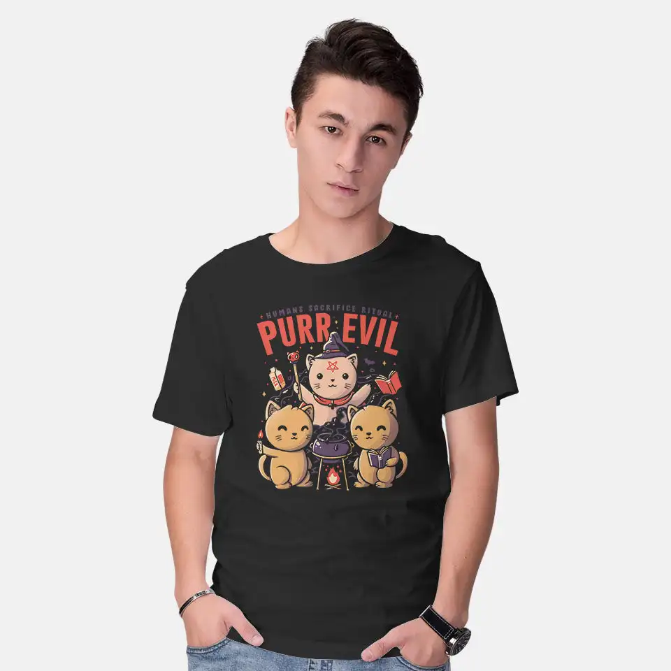 Purr Evil Unisex T-shirts for Man Woman Short Summer Tees Casual Cotton New Arrival Fashions Couple's Cloths