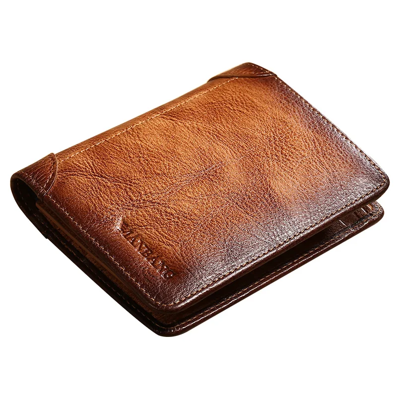 ManBang HOT Genuine Leather Men Wallet Small Mini Card Holder Male Wallet Pocket Retro purse High Quality