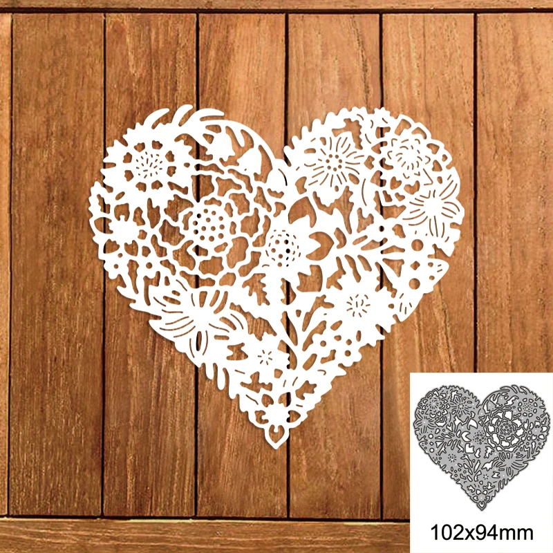 

Flowers on Heart Metal Cutting Dies For DIY Scrapbook Cutting Die Paper Cards Embossed Decorative Craft Die Cut New