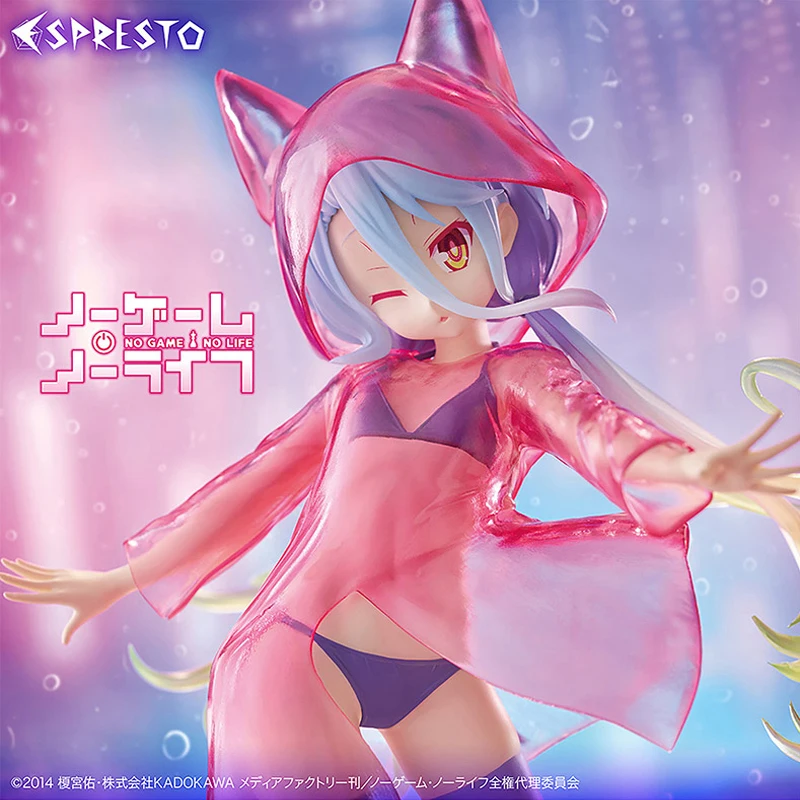

20cm Genuine Banpresto ESPRESTO NO GAME NO LIFE Shiro raincoat with cat ears shining brightly Action Figure Model Toys Gift