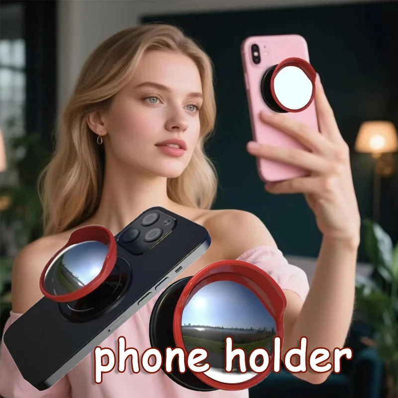 

New Portable Convex Mirror Phone Holder Mini Size Universal Wide Angle Mirror Creative Adjustable Selfie Mirror Daily Outings