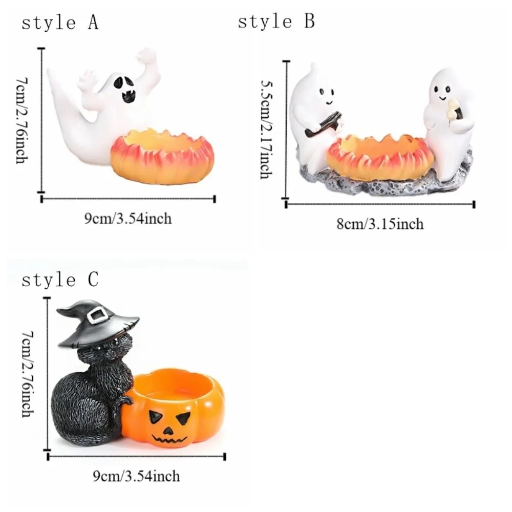 Cute Cartoon Halloween Candle Holder Resin Decorative Pumpkin Candelabra Vintage Ghost Candlestick Party Supplies