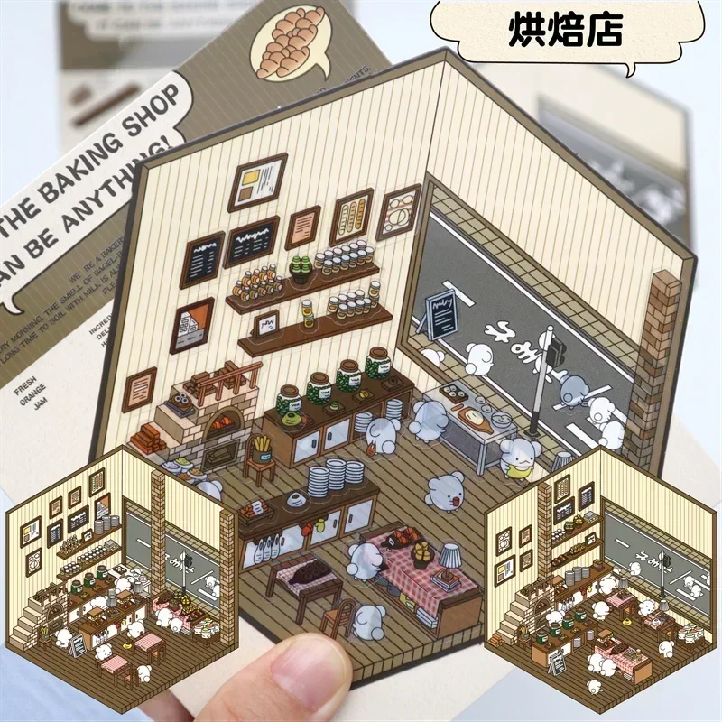 3D Sticker DIY Cabin Scene Stacking and Pasting Three-dimensional Hand Account Gift for Kid Child Baby Student Stress Relief