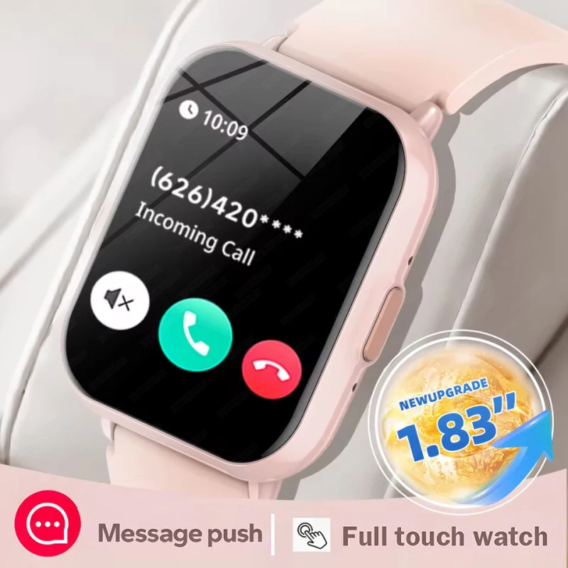 2025 جديد 1 ATM ساعة ذكية مقاومة للماء 1.83 بوصة HD شاشة بلوتوث الاتصال 100+ أوضاع رياضية ساعة ذكية للرجال والنساء