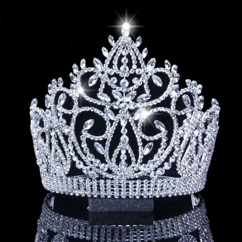 

European and American bride luxury rhinestone big crown headdress shiny pattern birthday crown hat