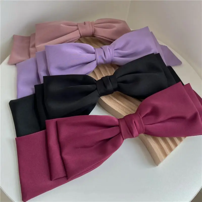 New Big Satin Hair Clip Hair Bows Girl Women Solid Pink Black Multi Layer Hair Pin Korean Fashion Pinches For Hair Accessories