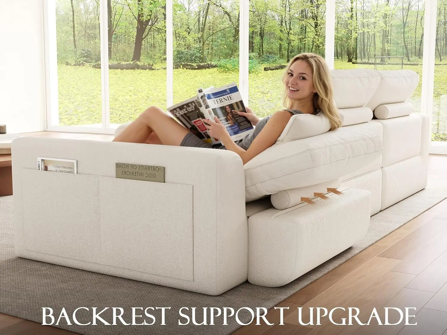 Deep Seat Modular Sectional Sofa for Living Room, Upholstered Corduroy Couch for Apartment, Converts to Bed for Movie Nights
