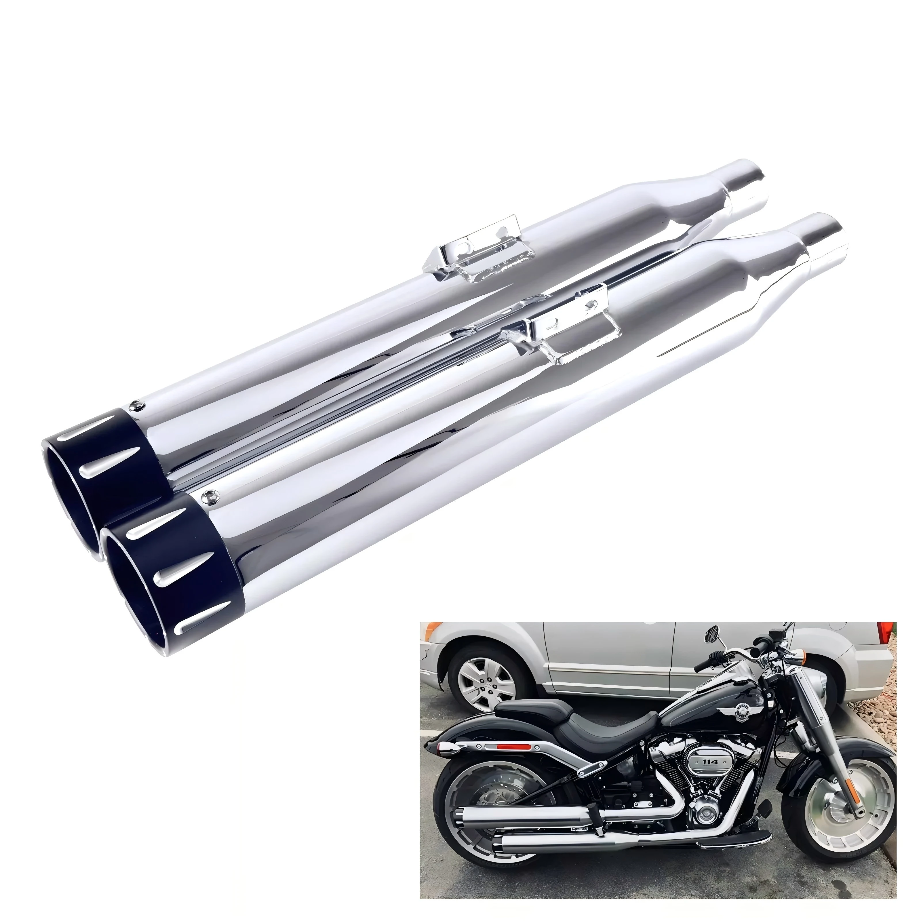 

SHARKROAD 3.5" Slip On Mufflers Exhaust for 18- 23 Softail M8, treet Bob, Standard, Low Rider, Slim, Breakout, Fatboy.