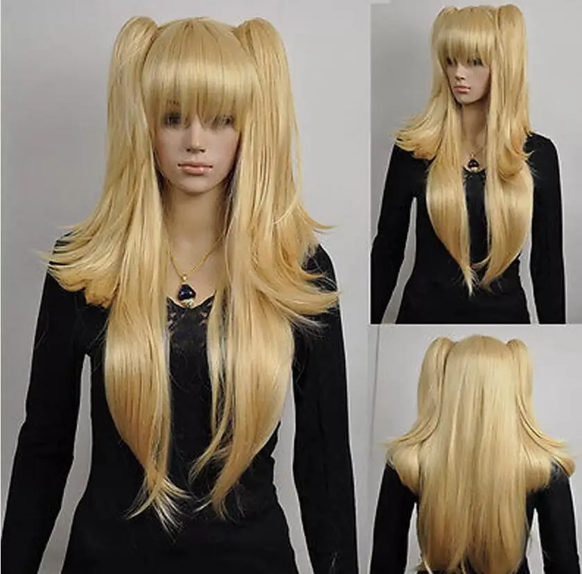 

Long Straight Blonde Yellow Two Ponytail Loli Lolita Full Hair Cosplay Anime Wig