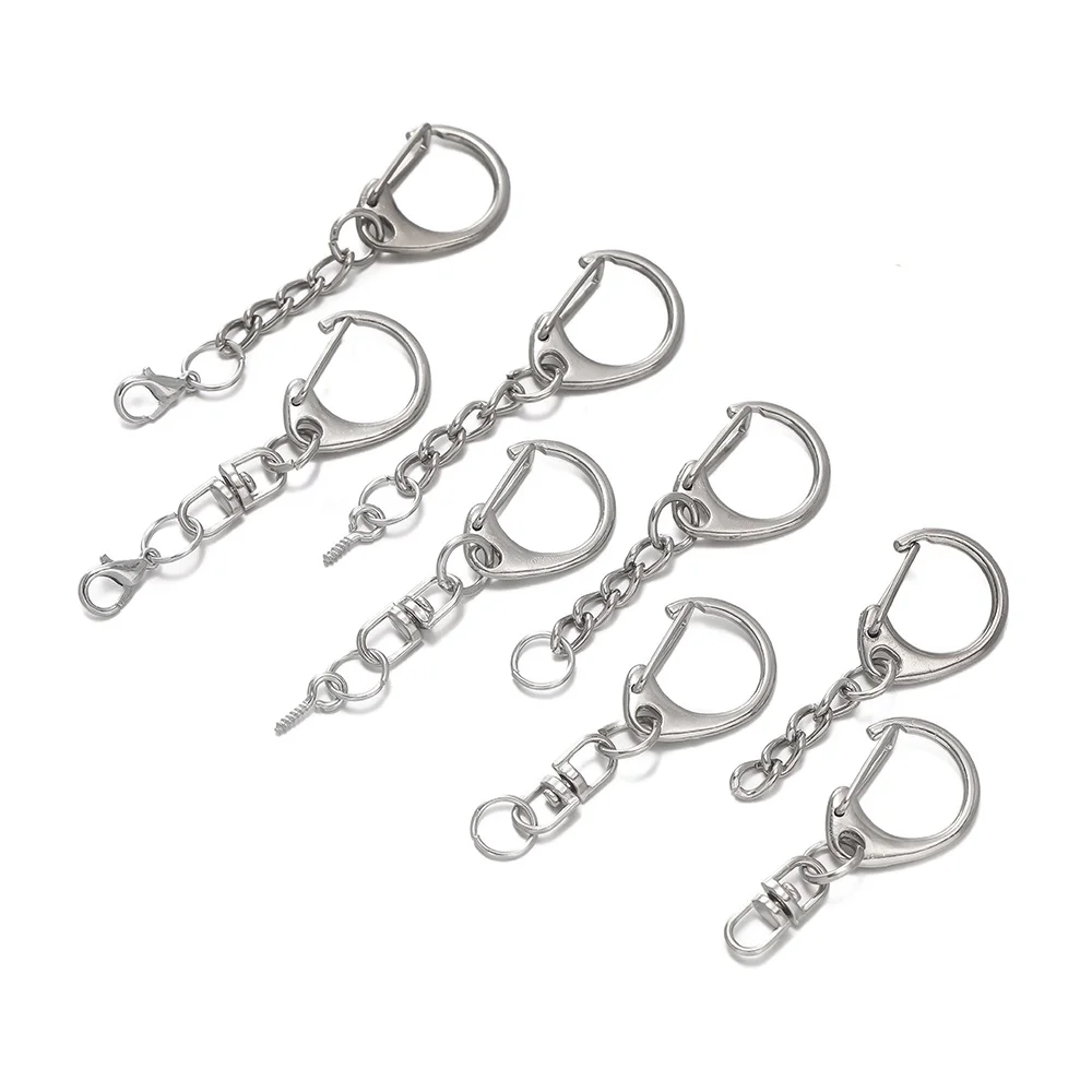 10pcs/lot Lobster Claw Clasp Key Ring D Shape Clasps Connector Hook For DIY Jewelry Making Finding Key Chain Accessories view 4
