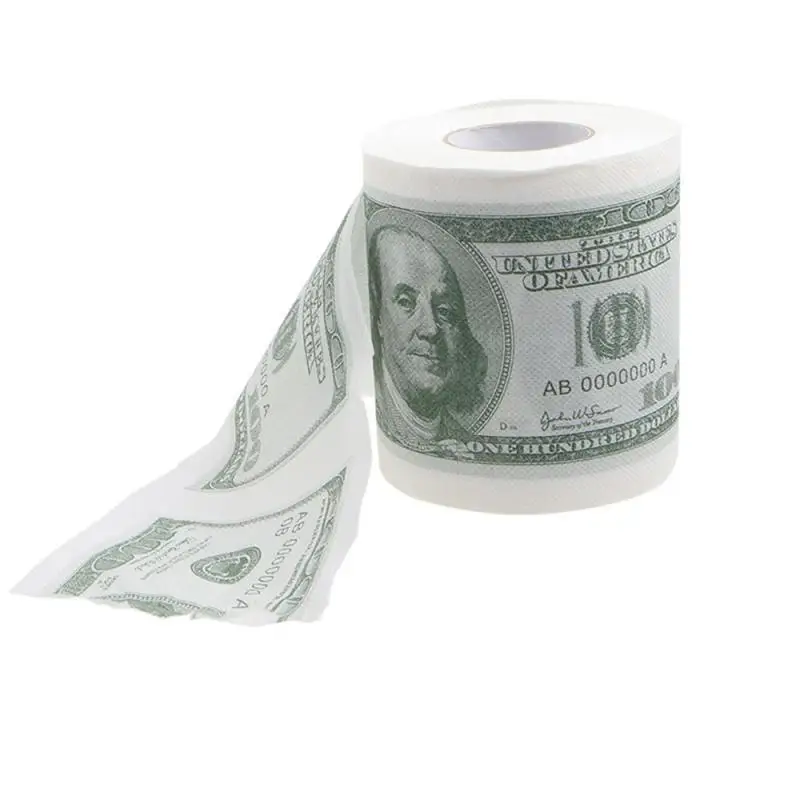 Funny America US Dollars Tissue Novelty $100 TP Money Roll Gag Gift One Hundred Dollar Bill Printed Toilet Paper