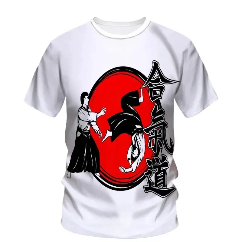 Fashionable and Lnteresting Taekwondo Pictures For Men's T-Shirts Trend Digital Printing Casual Round Neck Short Sleeved Tops