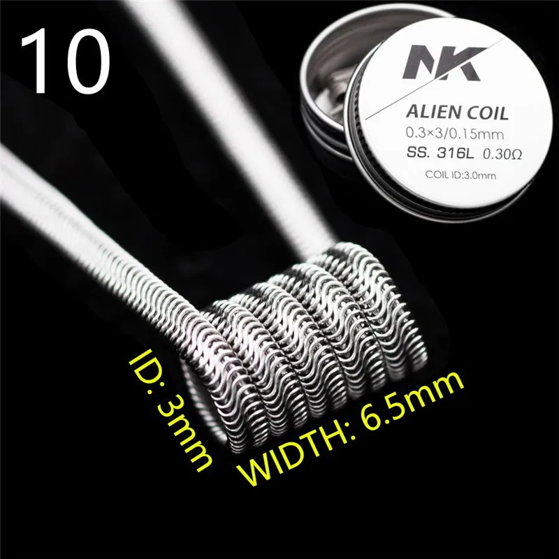 8pcs/Box KA1/SS.316L DL Prebuilt Double/Triple/Quad Cores Fused Clapton Alien Coil For Heating By NK