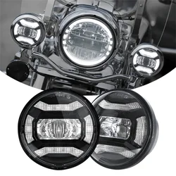 1 Pair 4.5 Inch Round Led Fog Light With Angel Eyes Passing Lamps DRL For Harley Road King Electra Glide Motorcycle Fog Lamp