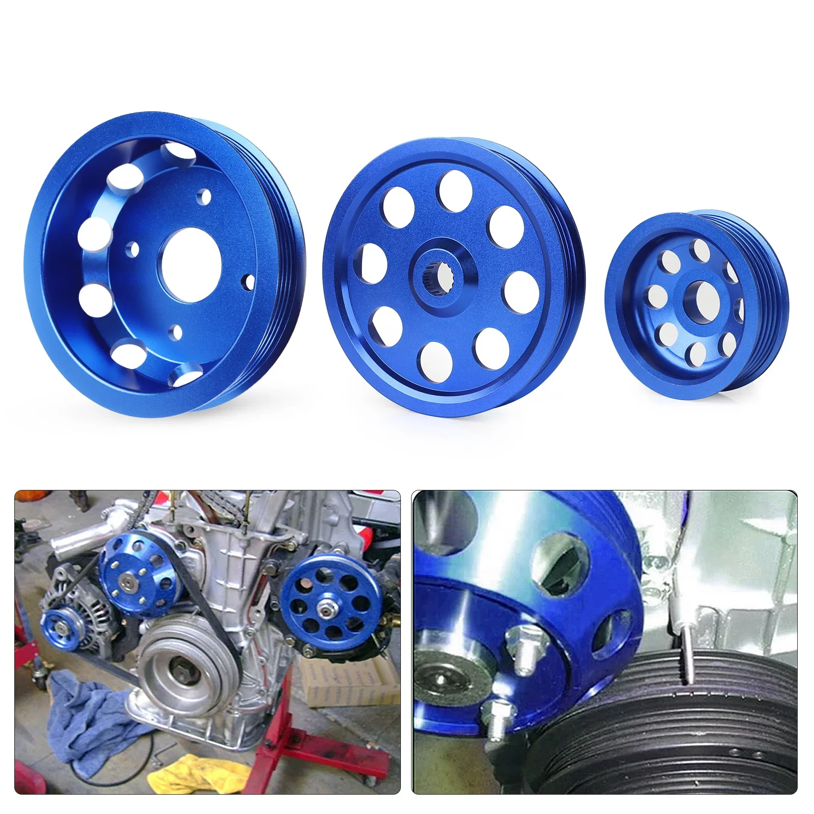 Racing Car Light Weight Aluminum Crank Crankshaft Pulley For 1992-1995 Honda Civic SOHC D16 Blue 