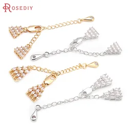 2 Sets 18K Gold Color Brass Zircon Trapezoid Necklaces Bracelets Ends Fastener Connect Clasps Diy Accessories Jewellery Making