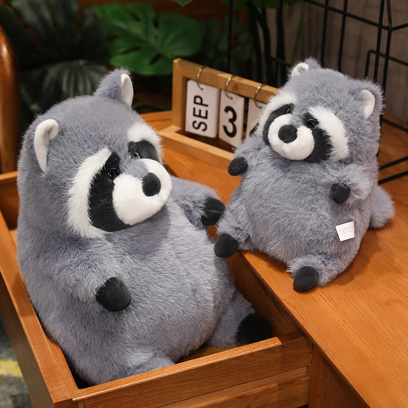 

22-45cm Kawaii Grey Artificial Fat Raccoon Plush Doll Super Soft round Animal Toy Christmas Gift for Boys And Girls