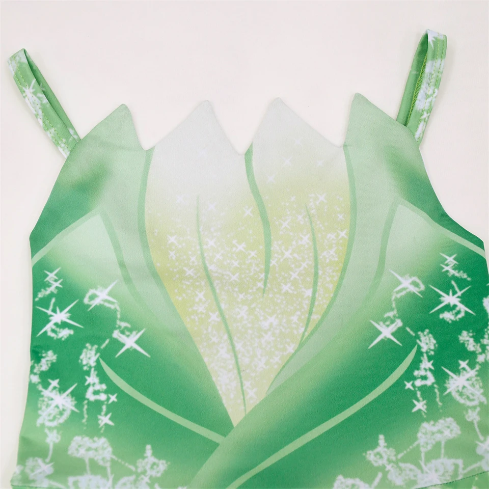 Elegant Girls Frog Princess Tiana Costume Halloween Cosplay Themed Party Performance Kids Clothes Carnival Children's Outfits