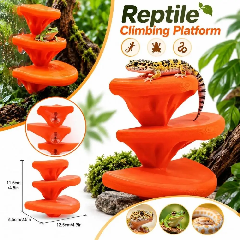 New Plastic Reptile Climbing Platform Multi-Level Easy Installation Reptile Perch Mushroom Shape Reptile Climber Terrarium Decor