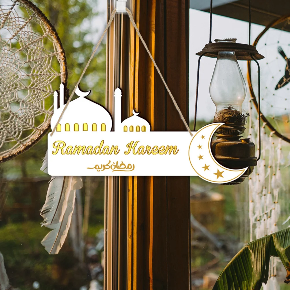 

Wooden Eid Mubarak Plaque Ramadan Door Sign Home Party Hanging Ornament Decor Eid Hanging Sign Ramadan Decorations