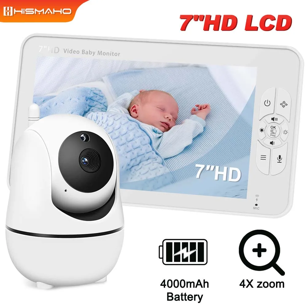 

Video Baby Monitor 7 Inch Display Screen Pan Tilt 4X Zoom Camera Kids Security Protection Surveillance With Temperature Lullaby