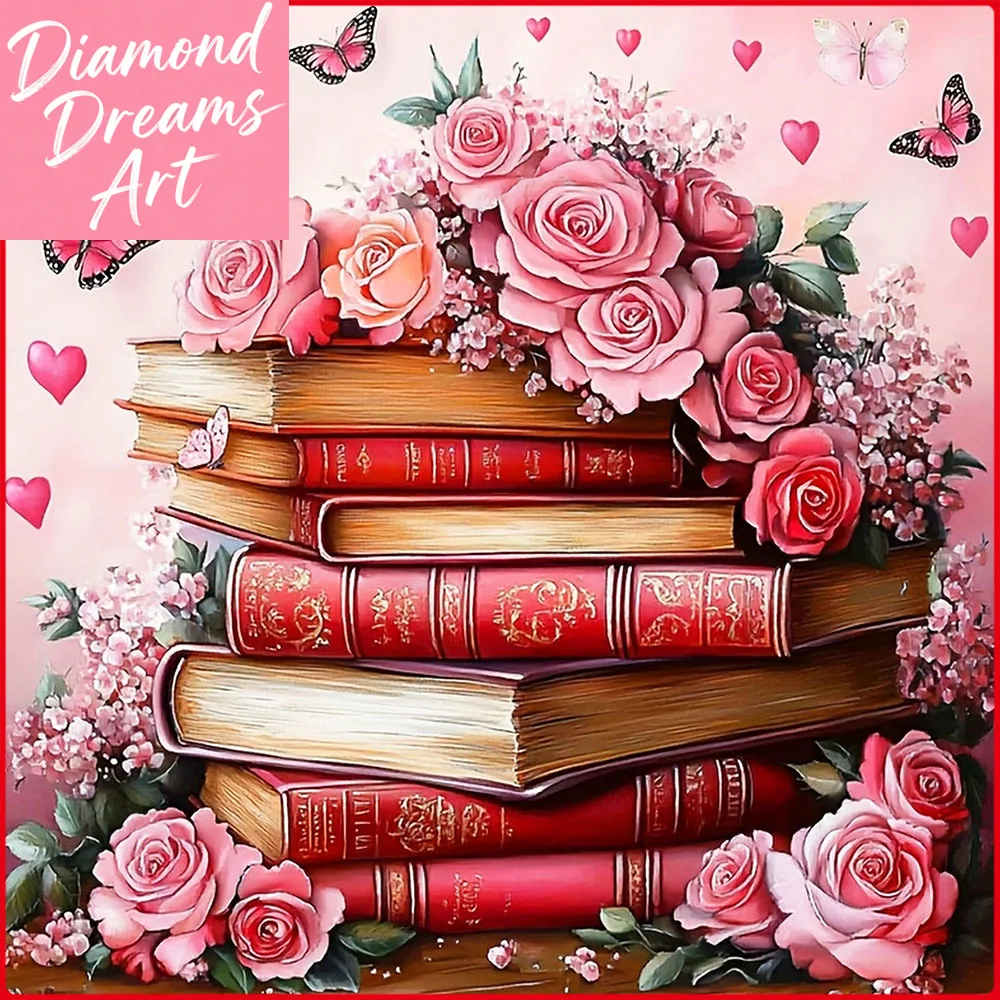 Rahmenlos, Neuheiten 2025 Diamantmalerei Blumen Bücher Schmetterling Diamant-Mosaik Komplettset Heimdekoration