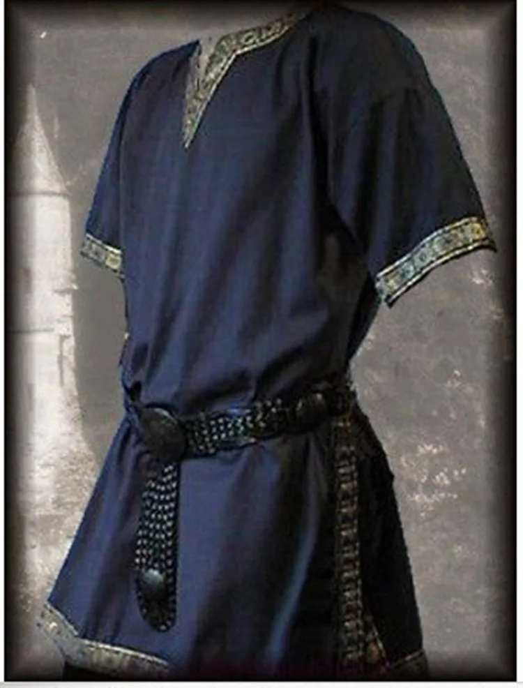 Medieval Renaissance Costumes Men Cosplay Nobleman Tunic Viking Aristocrat Chevalier Warrior Halloween Carnival No Belt Clothing