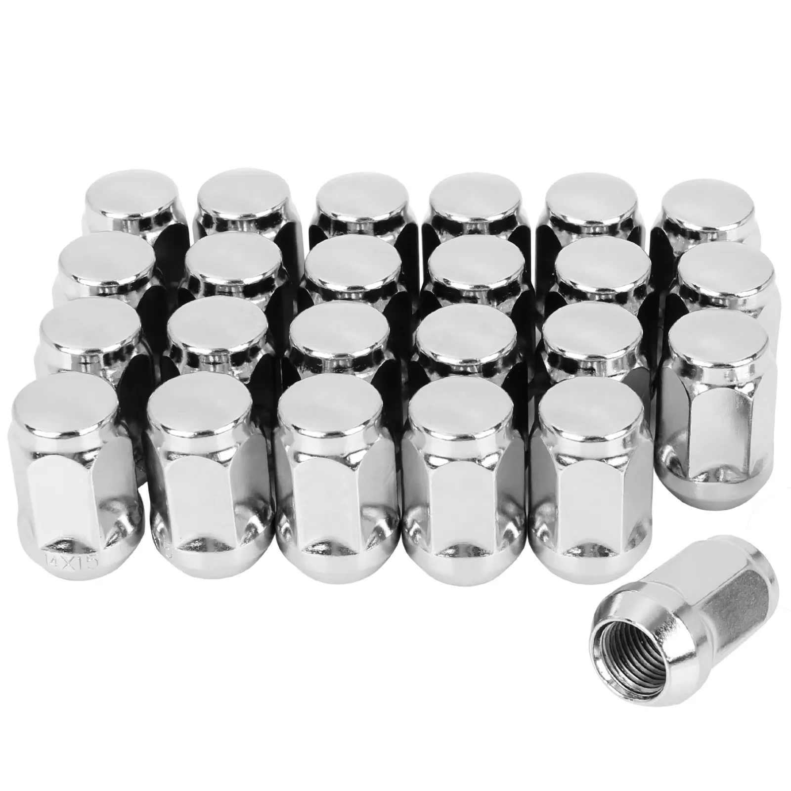 

MOBIDEA M12x1.5 4/8PCS Car Chrome Wheel Lug Nuts Bulge Acorn Cone Seat Steel Racing Bolt Head Cover
