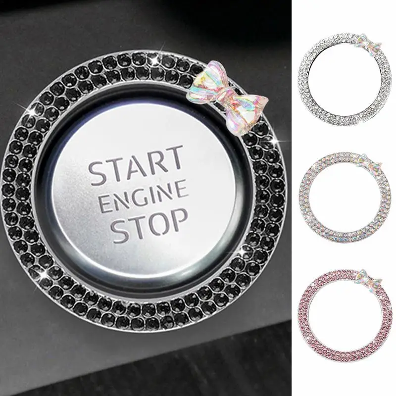 Car Ignition Ring Rhinestone Design Start Engine Ring Car Ignition Button Decoration Ring Start Engine Ring Car Start Button