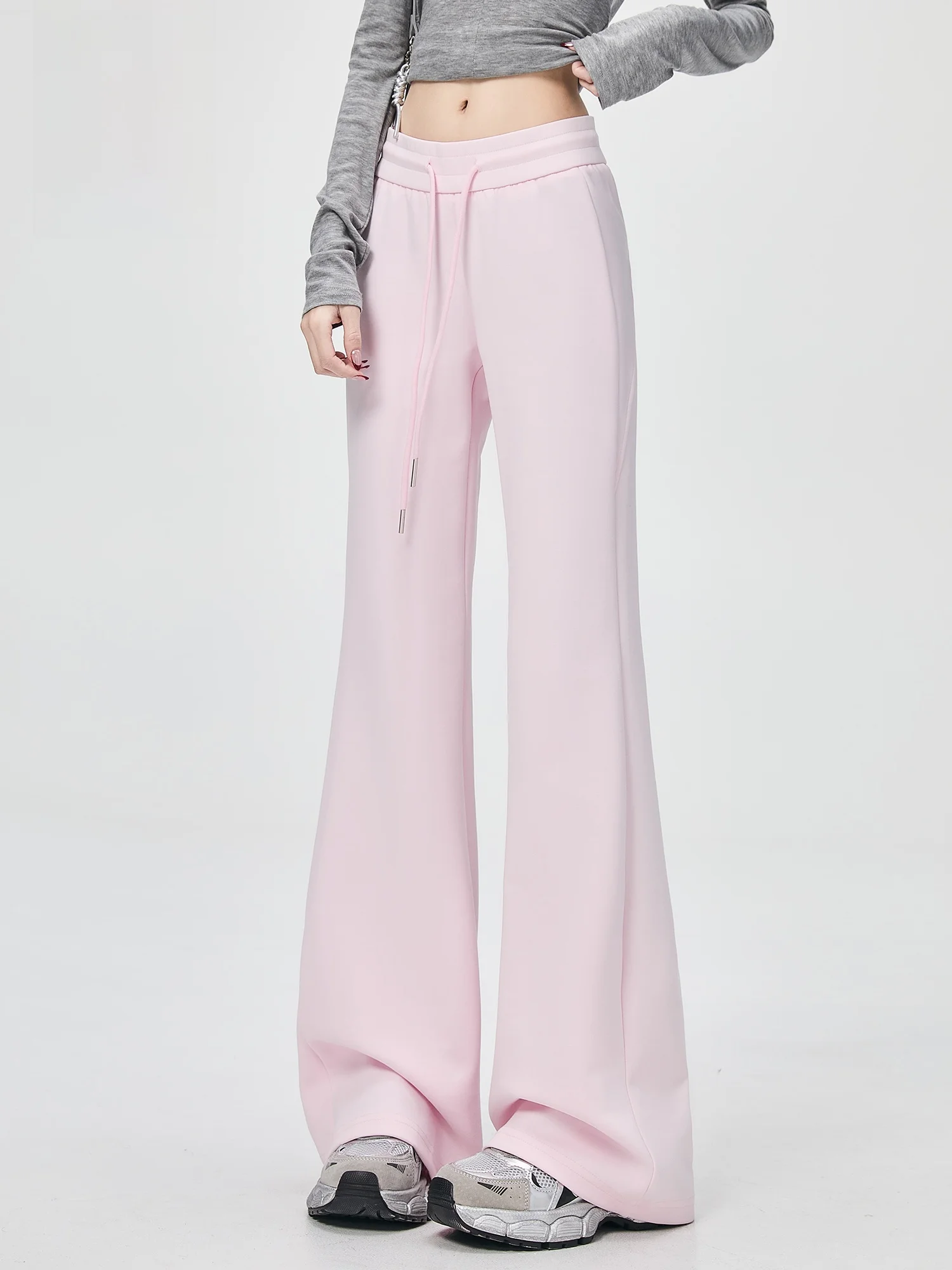 

Розовые повседневные брюки Dopane, женские брюки для йоги, расклешенные леггинсы, шикарные модные повседневные модные женские брюки с талией, другая ткань