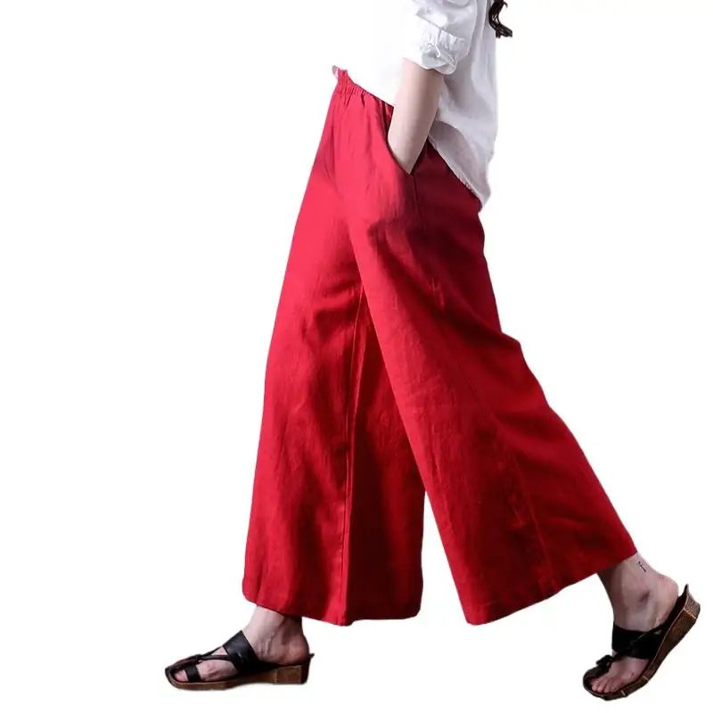 

2024 New Spring Autumn Woman Wide Leg Pants Loose Casual ankle-length Trousers Fashion High Waist Pantalones De Mujer