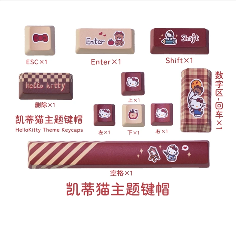 10-Pcs Custom PBT Keycap Set for MX Keyboard, 5-Side Dye-Sub Artisan OEM Profile - ESC/Enter/Delete/Arrows/Space/Shift